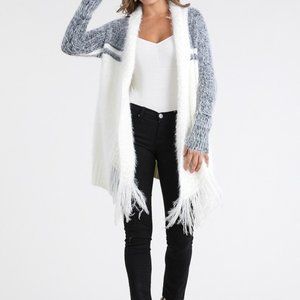 New Fuzzy Eyelash Fringe Long Cardigan Sweater